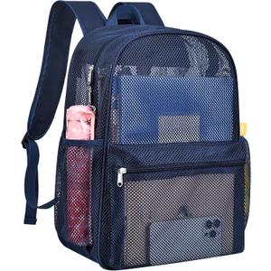 Paxiland Mesh Backpack Lightweight See Through Backpack for Commuting Swimming Travel Beach Outdoor Sports Blue, Large