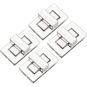 M METERXITY 4Pcs Purse Twist Lock (1.26 x 0.79 Inches, Silver)- Rectangular Purse Closure Twist Turn Lock Clasp Metal Clip Hardware Apply to DIY Handbag/Purse/Wallet/Leather Craft