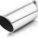 A-KARCK Exhaust Tip 4 Inch Inlet, Universal 4'' Inlet 7" Outlet 18" Long Stainless Steel Bolt On Exhaust Tailpipe Polished Muffler Tip for Truck