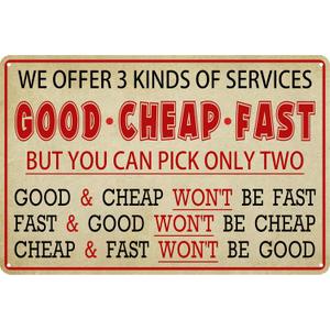 Funny Metal Tin Signs Garage Sign For Men Work Shop Decor Retro Humor Sign Garage Conversions Sarcastic Posters Good Cheap Fast Sign Train Decor For Boys Room 8x12 Inch