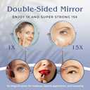 MIRRORVANA 15X Magnifying Makeup Mirror with Stand - Double-Sided 15X/1X Design - Suitable for Vanity Desk, Dressing Table, or Bathroom Countertop for Precise Make Up - 12" High x 6" Wide (Chrome)
