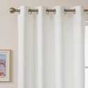 White Linen Textured Curtains, 96 Inch Curtains 2 Panel Set, Light Filtering Semi Sheer Drapes, Elegant Grommet Top Window Treatments for Living Room/Bedroom/Dining Room