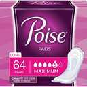 Poise Incontinence Pads, Maximum Absorbency, Long, 64 Count (Pack of 1)
