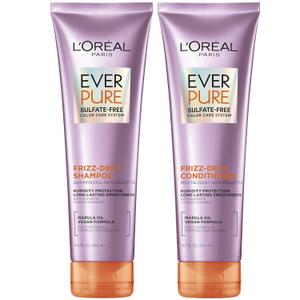 L'Oreal Paris Frizz Defy Shampoo and Conditioner Set, Frizz Control Hair Care with Marula Oil, EverPure, 8.5 Fl Oz, Set of 2 (8.5 Fl Oz (Pack of 2))