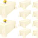Showgeous 10 Pack Beige Rectangle Tablecloth 90 x 132 Inch, Wrinkle & Stain Resistant, Classic Solid Style