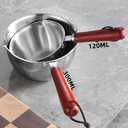 2 Packs Oil Pot and Milk Pan - Stainless Steel Mini Hot Pot, Small Saucepan for Frying Eggs, Butter Melting - Wooden Handle (120ml, 300ml)