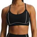 Aoxjox Women's Workout Sports Bras Fitness Backless Padded Training Gym Lexi Lined Bra Yoga Crop Tank Top (Large, Black/ Mink)