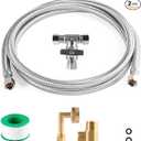 KEOKLE Dishwasher Installation Kit, 10ft,Dishwasher Water Supply Line, Stainless Steel Braided Burst Proof Hose ⅜"by⅜" Kit With Tee Stop Valve