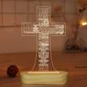 Jesus Cross 3D Night Light, Christian Gifts for Boys Girls, Christmas Gift Warm White Wooden Handmade, The Lord Desk Lamps Room Home Decor Xmas Birthday Easter Cross Gifts