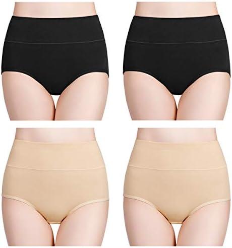wirarpa Women's Cotton Underwear High Waisted Ladies Panties Full Coverage Briefs 4 Pack (Regular & Plus Size), 3XL