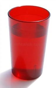 New Star Foodservice 46670 Tumbler Beverage Cup, Stackable Cups, Break-Resistant Commercial Plastic, 8 oz, Red, Set of 12