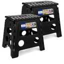 ACKO 2PACK Folding Step Stool - 13" Height Premium Heavy Duty Foldable Stool for Kids and Adults, Kitchen Garden Bathroom Stepping Stool (Black, 2PACK)