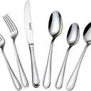 faderic Silverware set, Stainless Steel Flatware Cutlery Set 24 Pieces Set for 4, KnivesFork And Spoons SetSilver