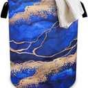 Blue Marble Laundry Basket Laundry Hamper With Handles Collapsible Laundry Baskets Storage Basket For Room Bathroom Bedroom Decor