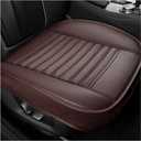Sun Walker Car Seat Bottom Cover, Anti-Slip Bamboo Charcoal Leather Auto Front Seat Cushion with Pockets, Breathable Full Wrapped Bottom Seats Protective Cover for Sedan SUV Truck (Coffee)