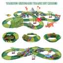 Dinosaur Track Toys for Kids - Best Birthday Gifts for 3 4 5 6 7 Year Old Boys, Flexible Race Car Track Set with Light & Sound, Create a Dino World Adventure
