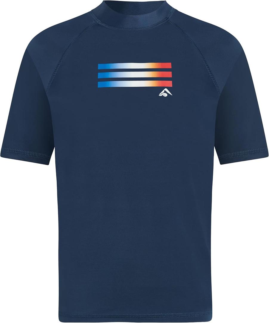 Kanu Surf Boys Haywire UPF 50+ Sun Protective Rashguard Swim Shirt (12, Linear Navy)