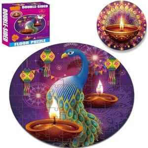 Amazon.com: Diwali Floor Puzzle 70 Pieces 22" inch Happy Diwali Puzzle Double-Sided Peacock and Diyas Puzzle Diwali Party Gifts for Indian Festival of Lights : Toys & Games