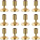 Romadedi Gold Candlestick Candle Holders for Taper, 12 PCS Gold Brass Color Candle Stick Candle Holder for Table Centerpiece, Wedding Reception, Festive Christmas Mantel Decoration or Home Decor