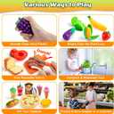 Pretend Play Food Sets for Toddlers, Kids Grocery Store Playset with Shopping Bags,Calculator, Cutting Play Food, Play Money, Sling Bag,Play Kitchen Accessories for Age 3+ Role-Play Games Gift