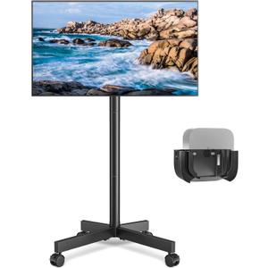 Rfiver Mobile TV Cart Rolling TV Stand for 23-60 Inch Screens, Portable TV Stand on Wheels with Tilt and Height Adjustable, Outdoor TV Mount Stand Holds up to 88 lbs for Home Office MAX VESA 400x400mm
