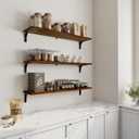 12 Inch Deep Floating Shelves Set of 3, 36 Inch Extra Wide Walnut Solid Wood Wall Shelves with 150 lbs Capacity, Heavy Duty Farmhouse Wall Mounted Shelving for Kitchen, Living Room & Bedroom, 3T36IN