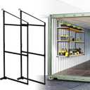 2 Pack Shipping Container Shelving Shelf Capacity up to 1100 lbs, 3 Tiers Shipping Container Hanging Bracket Shelf Rack Shipping Container Accessories for Cargo Storage (Black)