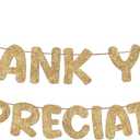 Fulmoon Pre Strung Thank You We Appreciate You Glitter Banner Funny Appreciation Banner for Employee Coworker Staff Teacher Thank Sign Party Decorations(Champagne Gold)