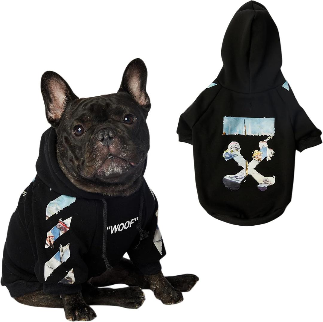 ChoChoCho Woof Dog Hoodie, Designer Dog Hoodies for Small Medium Large Breeds, Art Collection Dog Sweatshirts, Street Drawstring Hoodies Outfit Clothes for Puppy Puppies (3XL, Monet Painting) (3XL (Chest: 23.6''-28'' / Suggest: 30-55 lbs))