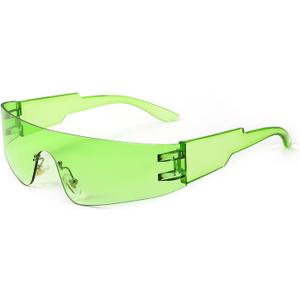 FEISEDY Futuristic Visor Punk Sunglasses Rimless One Piece Goggles Miorred Shades Women Men B2927 (Gradient Green Mirrored)