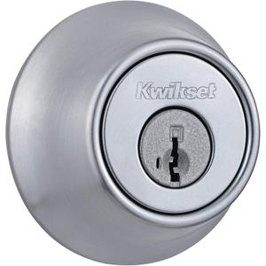Kwikset 660 Deadbolt Deadbolt Lock, Satin Chrome Round Exterior Keyed Front Entry Door, Pick Resistant SmartKey Rekey Security, Single Cylinder Dead Bolt