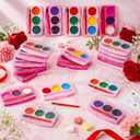 24 Pack Valentines Watercolor Paint Set Gifts Mini Washable Watercolor Paint with Paintbrush Water Color Kit Valentines Gift for Exchange Prizes Art Party Favors Supplies