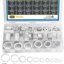 Crush Washer Oil Drain Plug - 568 Pieces 18 Sizes Aluminum Automotive Engine Oil Pan Drain Plug Gasket Assortment Kit (M6 M8 M10 M12 M14 M16 M18 M20 M22 M24)