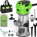 GALAX PRO 6.5 Amp Compact Wood Router with Fixed Base,1.25 HP Variable-Speed Trim Router 12000-30000RPM, Router Bits, Edge Guide, Roller Guide & Dust Hood