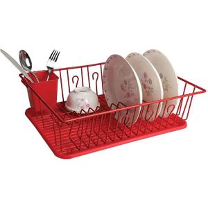 Megachef Mega Chef 17 1/2-inch Dish Rack, Red (93596407M), 17.5 Inches X 13.5 Inches X 5.5 Inches