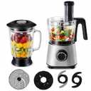 Simple Deluxe Food Processor Blender Combo, 300W Electric Food Processor for Slicing, Dough, Vegetables, 6 Cup Chopper for Meat and Puree, 2 Speeds Adjustable, Safety Lock with 1.5L Glass Jar, Black