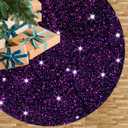 Decorated Xmas Tree Skirt 36 Inch Diameter Purple Sequined Velvet Fabric Decorations Personalized Shimmer Tree Cover Mat Sequin Glitter Tree Skirts for All Occasions Xmas Halloween Tree Decorations