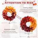 23 lnch Artificial Fall Wreath for Front Door, Large Autumn Wreath with Bay Leaves Mixed Colors Fall Door Wreaths for Indoor Outdoor Farmhouse Home Porch Wall Window Thanksgiving Wedding Decor