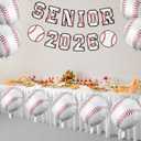 Shyyween Senior Night Baseball Decorations, Baseball Senior 2026 Banners with 12 Foil Balloons 18 Inch, 2026 Graduation Party Supplies for High School College