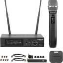 Phenyx Pro True Diversity Wireless Microphone System w/ 1000 Tunable Channels, Single Cordless Mic Set w/Auto Scan, UHF Professional Dynamic Microphone for Singing, Stage & Studio (PTU-1U)