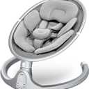 BabyBond Baby Swings for Infants, Bluetooth Infant Swing with 10 Preset Songs, 5 Point Harness Belt, 5 Speeds and Remote Control - Portable Baby Swing for Indoor and Outdoor, Aluminum (Grey)