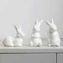 GISELA D 3Pcs White Ceramic Bunnies Easter Bunny Figurine,Home Decoration,Creative Statues for Easter Bunny Rabbits Decor