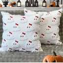 Halloween Ghost Decorative Pillow Covers 18x18, White Ghost with Red Bow Soft Plush Faux Fur Farmhouse Throw Cushion Cases for Halloween Holiday Home Decor Sofa Living Room