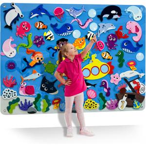 QUOKKA Ocean Felt Board for Toddlers 61 PCS - Double-Thick Felt Board Story Set with Large 3927,7 in. Durable Wall Activity Panel - Ideal for Storytelling, Indoor Toddler Activities, and Classroom