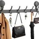 XXKMDXW Coat Rack Wall Mounted 6 Coat Hooks Suction Cup Hanger for Hanging Coats for Hanging Coats, Bags, and Towels in Entryway, Livingroom, Bedroom, Bathroom, and Kitchen