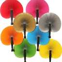 24 Pieces Multicolor Round Paper Fans | Foldable Handheld Fans for Women,Folding Hand Fans for Wedding,Bridal Guest,Church,Party Favors,Dancing,Birthday,DIY