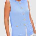 PRETTYGARDEN Women's 2026 Spring Sweater Vest Sleeveless Button Down Knit Cardigan Tank Tops Summer Business Casual Outfits (Blue, M)