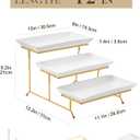 MALACASA 3 Tier Serving Trays for Party, 12 Inch Porcelain White Trays for Serving Food, Dessert Stand with Collapsible Gold Metal Rack