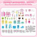 Doll House for Girls, Dream Dollhouse 4-Story 15 Rooms with 2 Dolls, Lights, Animals, Furniture and Accessories, Pretend-Play Toddler Playhouse Gift for 3 4 5 6 7 8 9 10+ Year Old Girls Toys