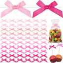 100 Pieces 2.6" Pink Series Bows Mini Satin Ribbon Twist Tie Bows Crafts for Wedding Graduation Birthday Party Shower Gift Wrapping Candy Treat Bags Decoration